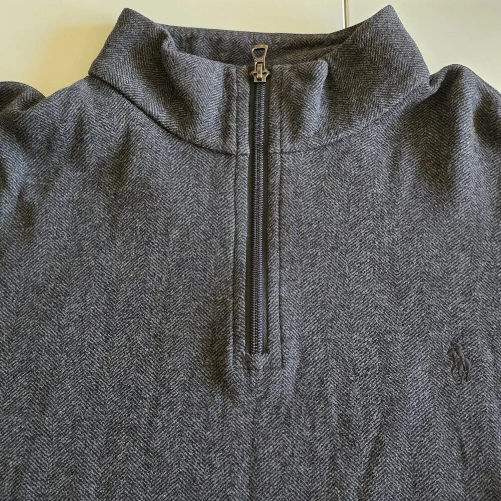 Polo Ralph Lauren Polo Sweater Mens XL Gray LS 1/4 Zip Mock Neck Classic Preppy - Picture 10 of 16
